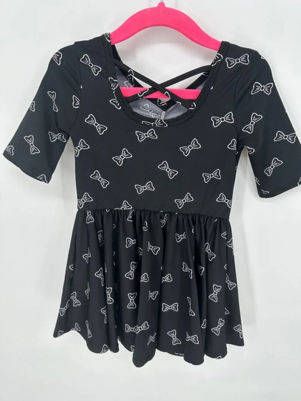 Dotdotsmile Girls Dress Size 12/24 Months Black with White Bows New With Tags